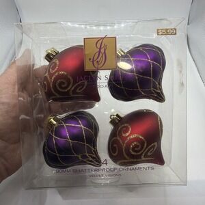 Lot of 4 Teardrop Jaclyn Smith Christmas Ornaments Faceted Kmart